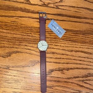 TOKYObay Burgundy Leather Strap Watch